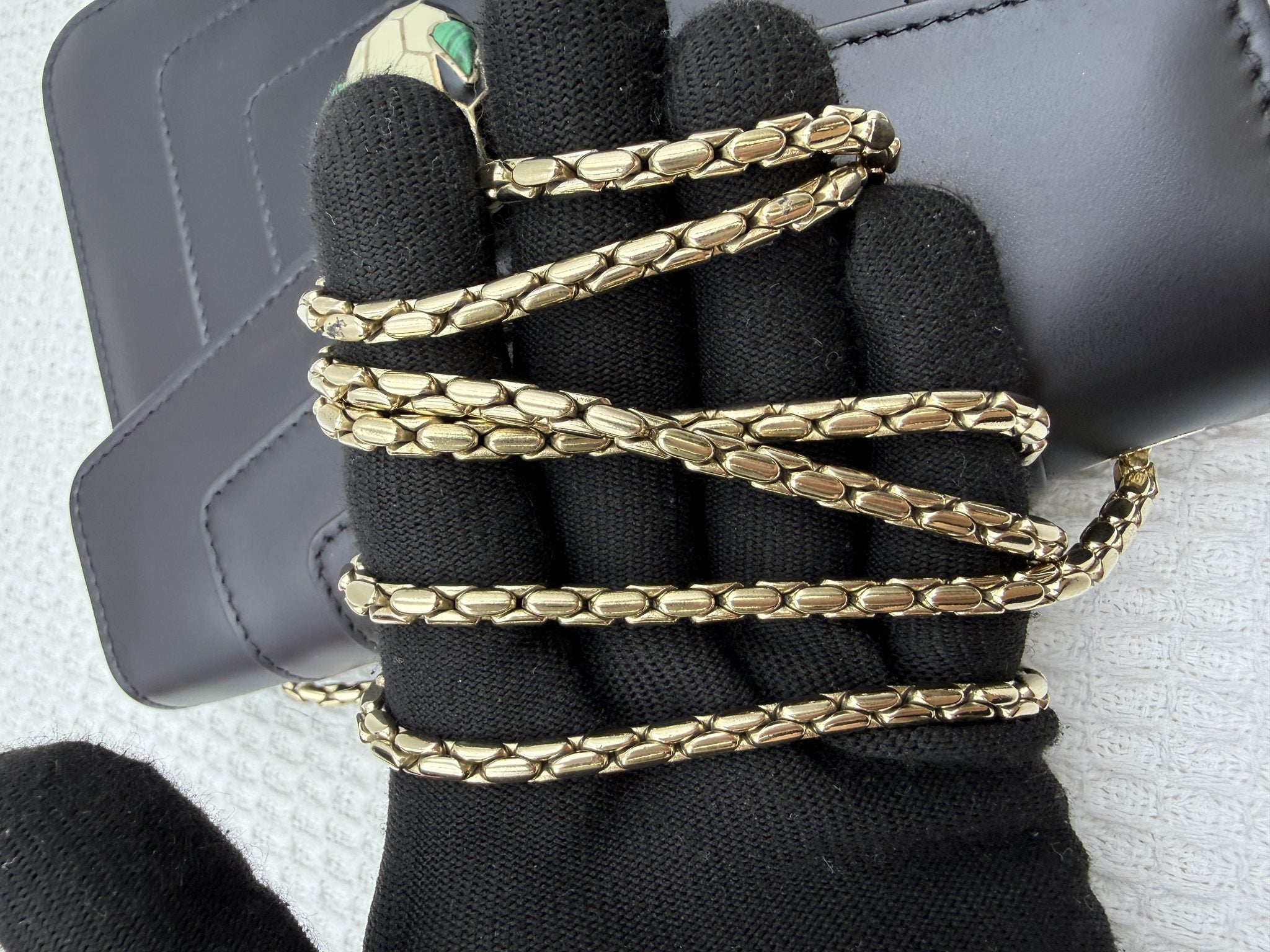 bvlgari serpenti forever black leather stock no 0259006