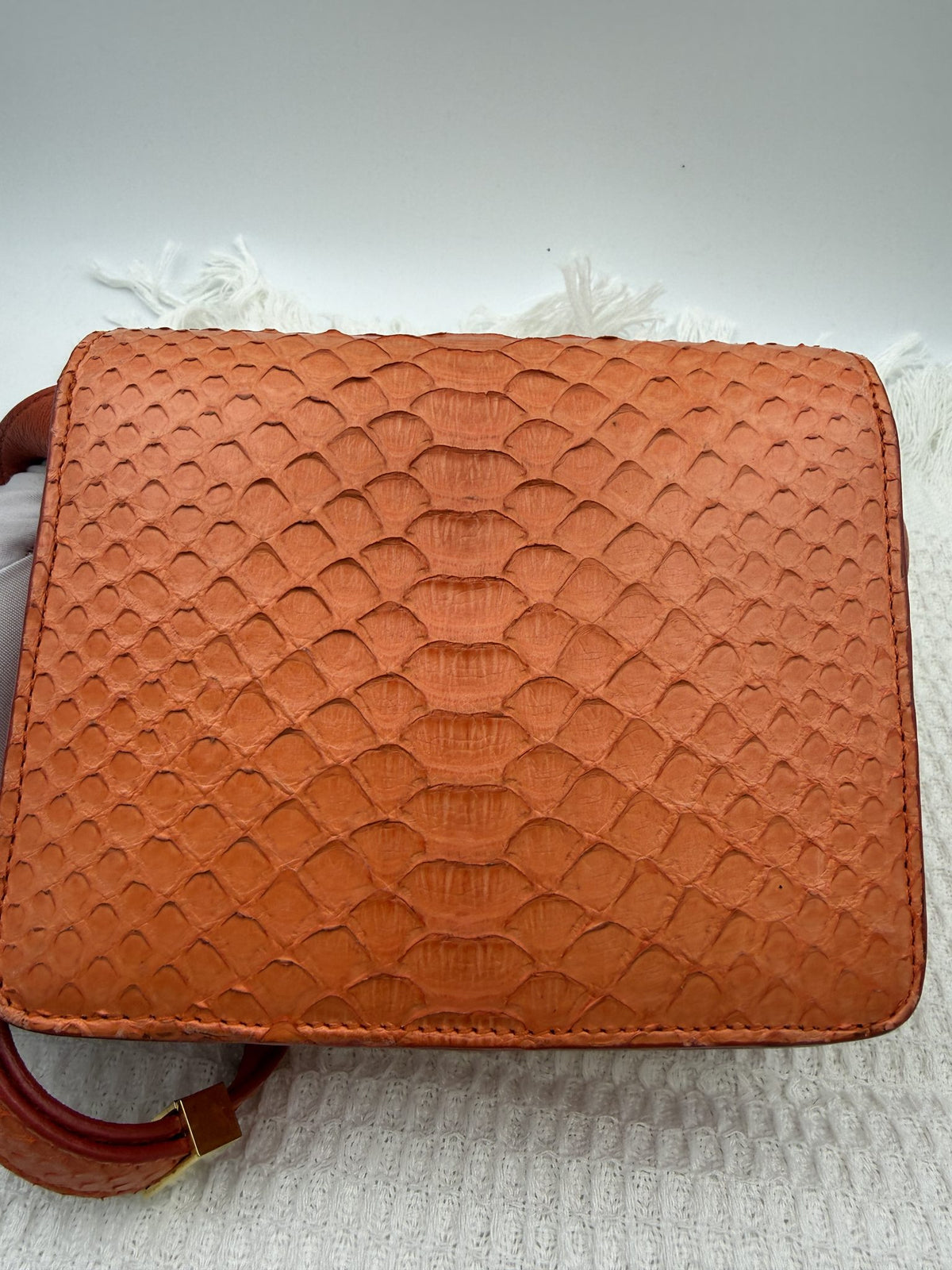 celine classic box orange python and leather stock no 1125087