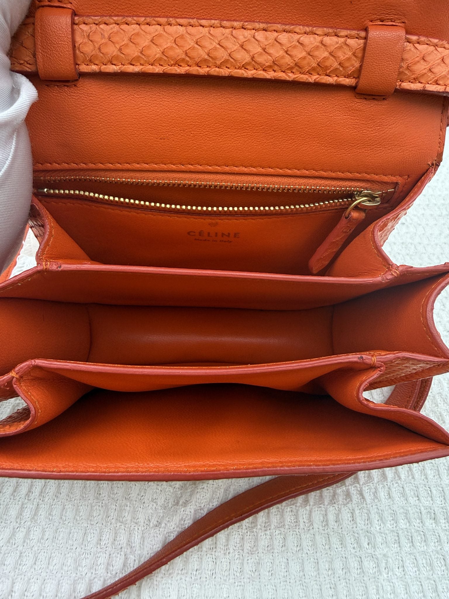 celine classic box orange python and leather stock no 1125087