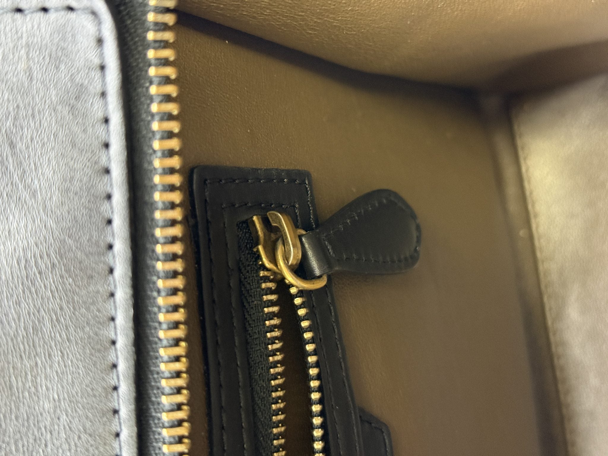 celine micro luggage tote blue black and taupe leather and suede stock no 0073209