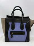 celine micro luggage tote blue black and taupe leather and suede stock no 0073209