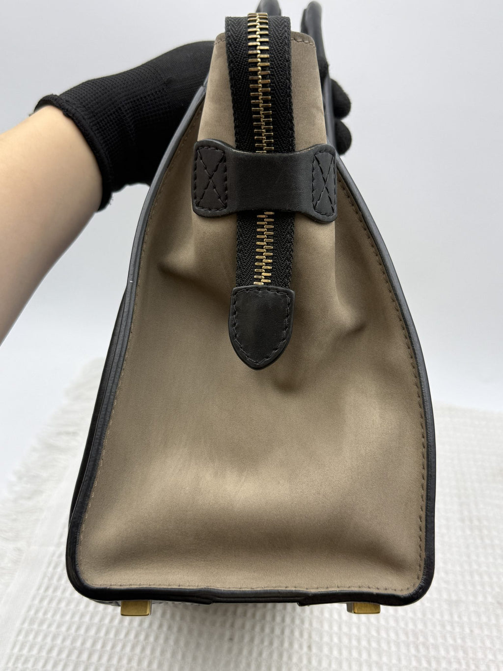 celine micro luggage tote blue black and taupe leather and suede stock no 0073209