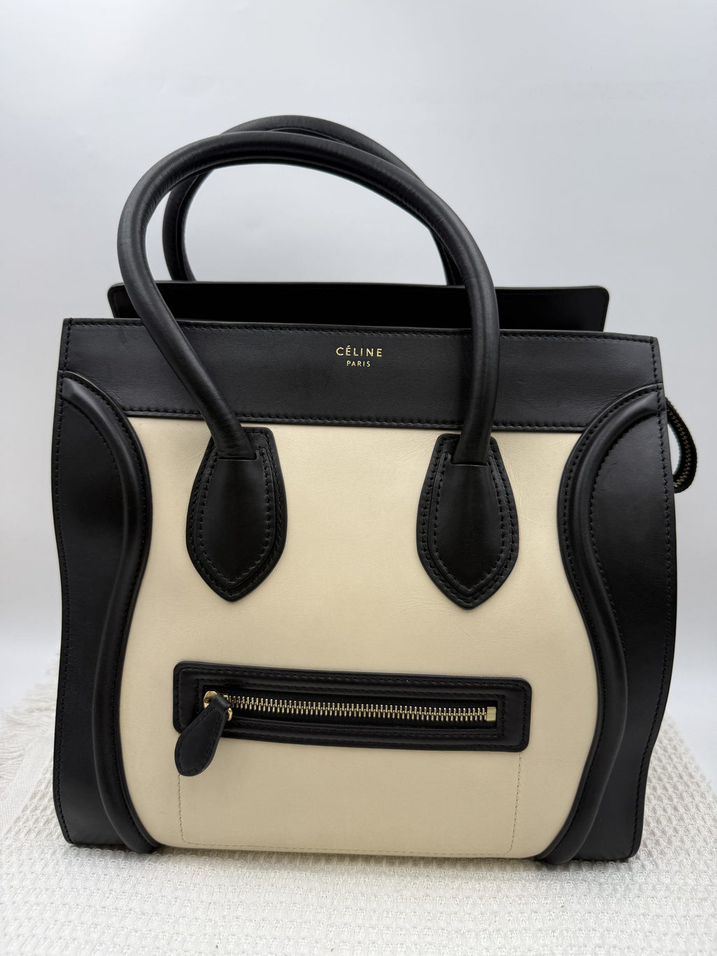 Celine Mini Luggage Tote – Black and Cream Leather