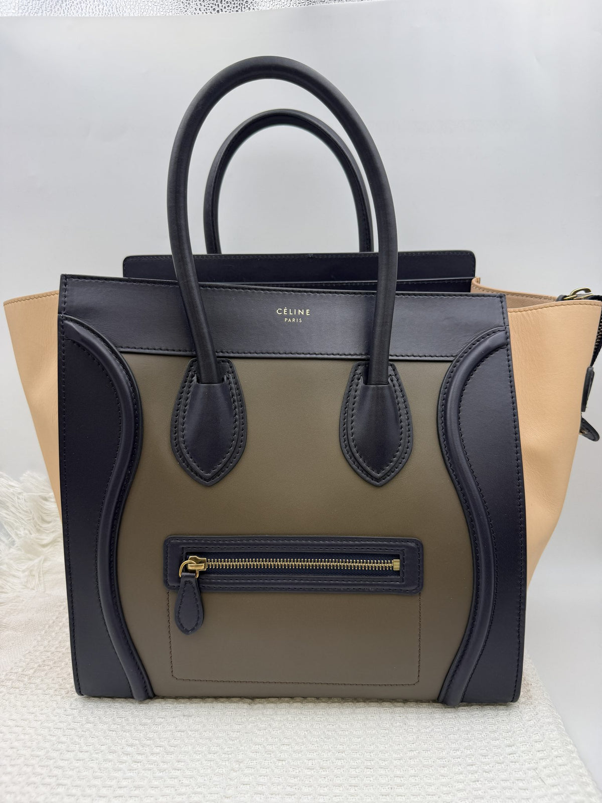 celine cabas phantom navy and black leather stock no 0271130