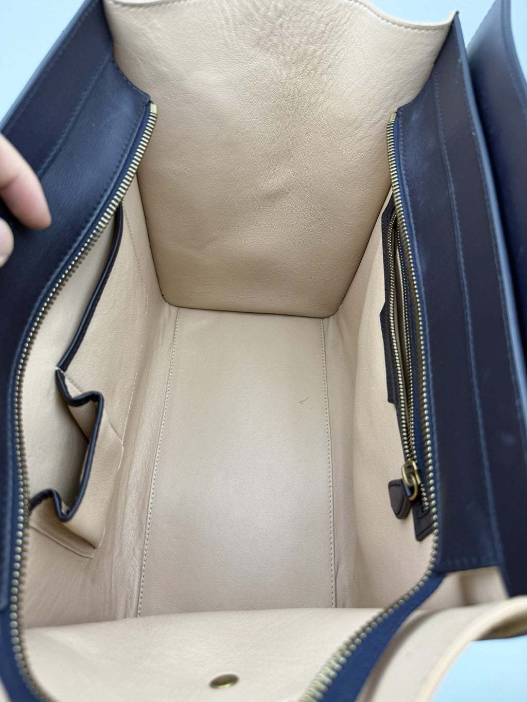 celine cabas phantom navy and black leather stock no 0271130