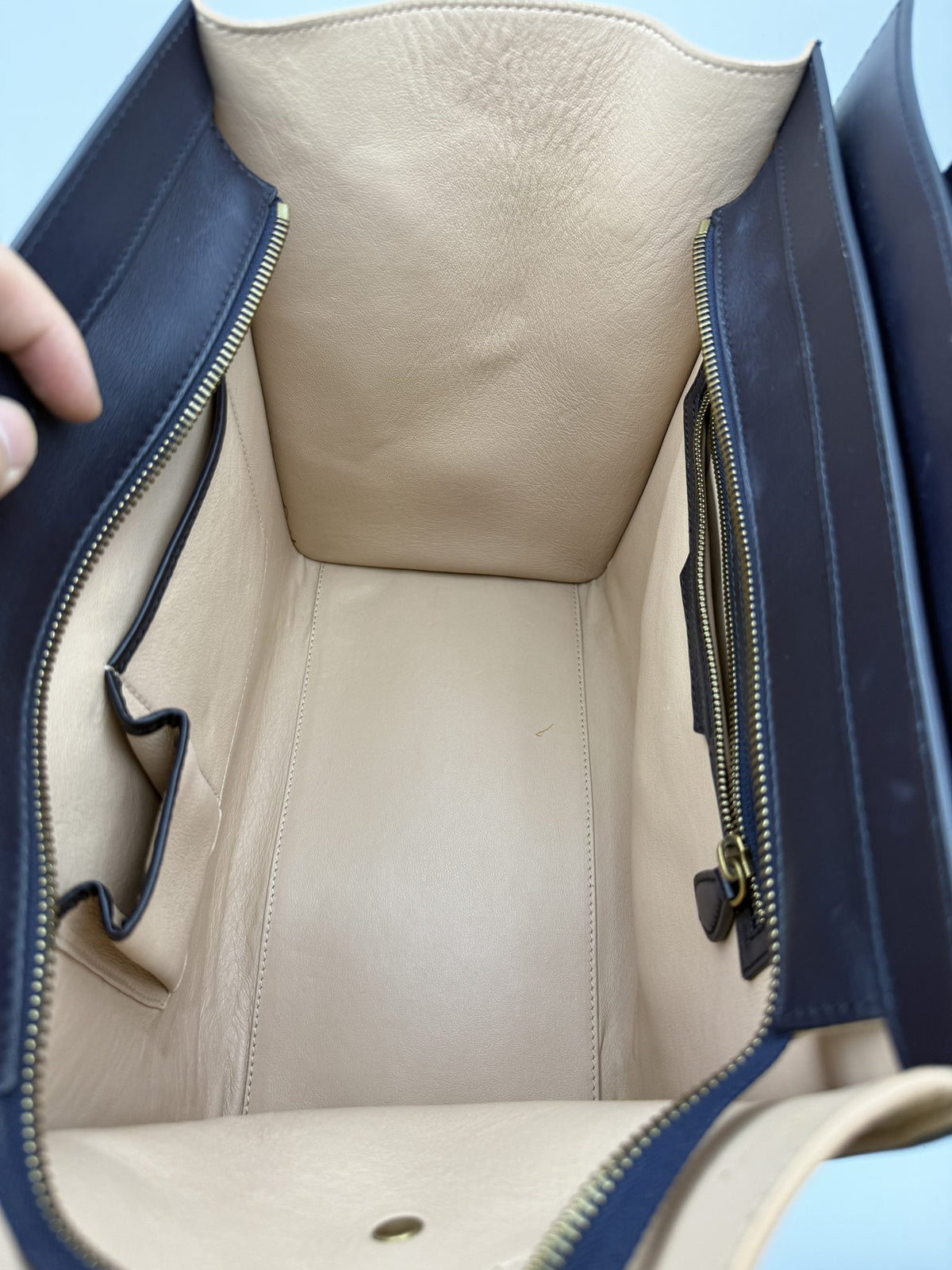 celine cabas phantom navy and black leather stock no 0271130