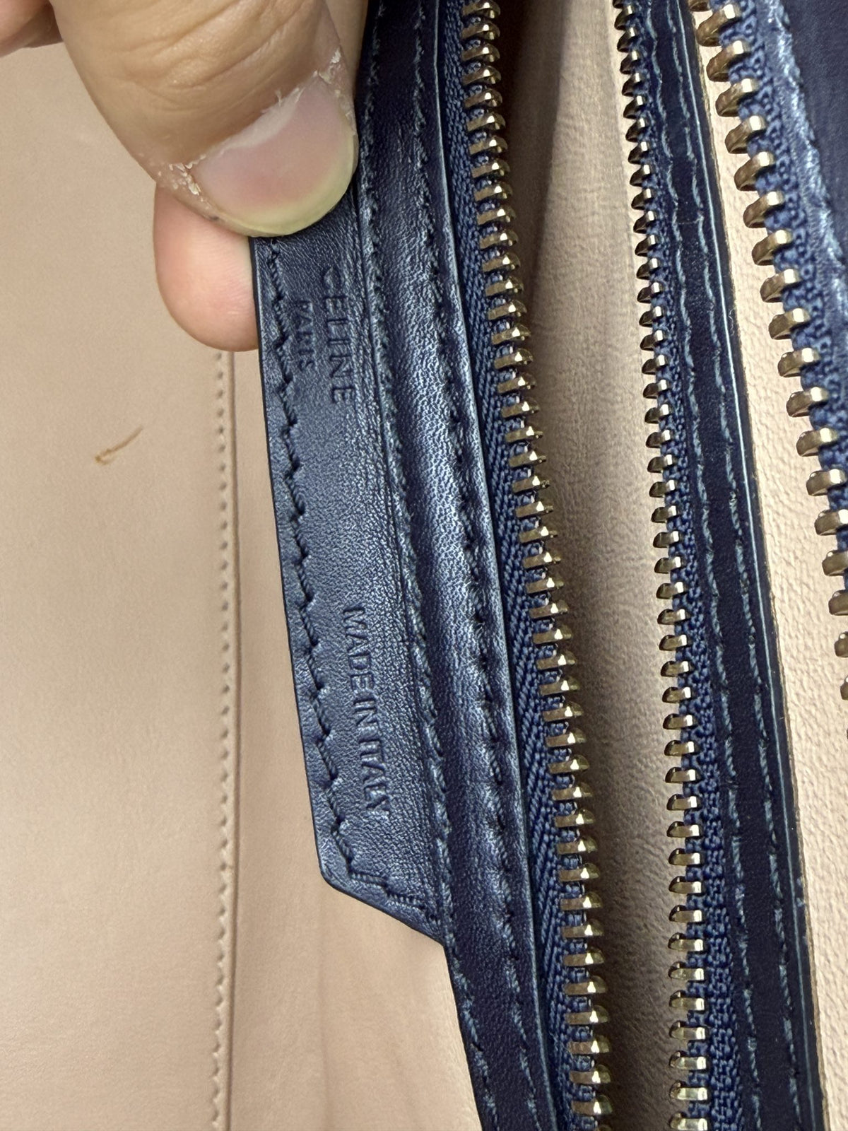 celine cabas phantom navy and black leather stock no 0271130