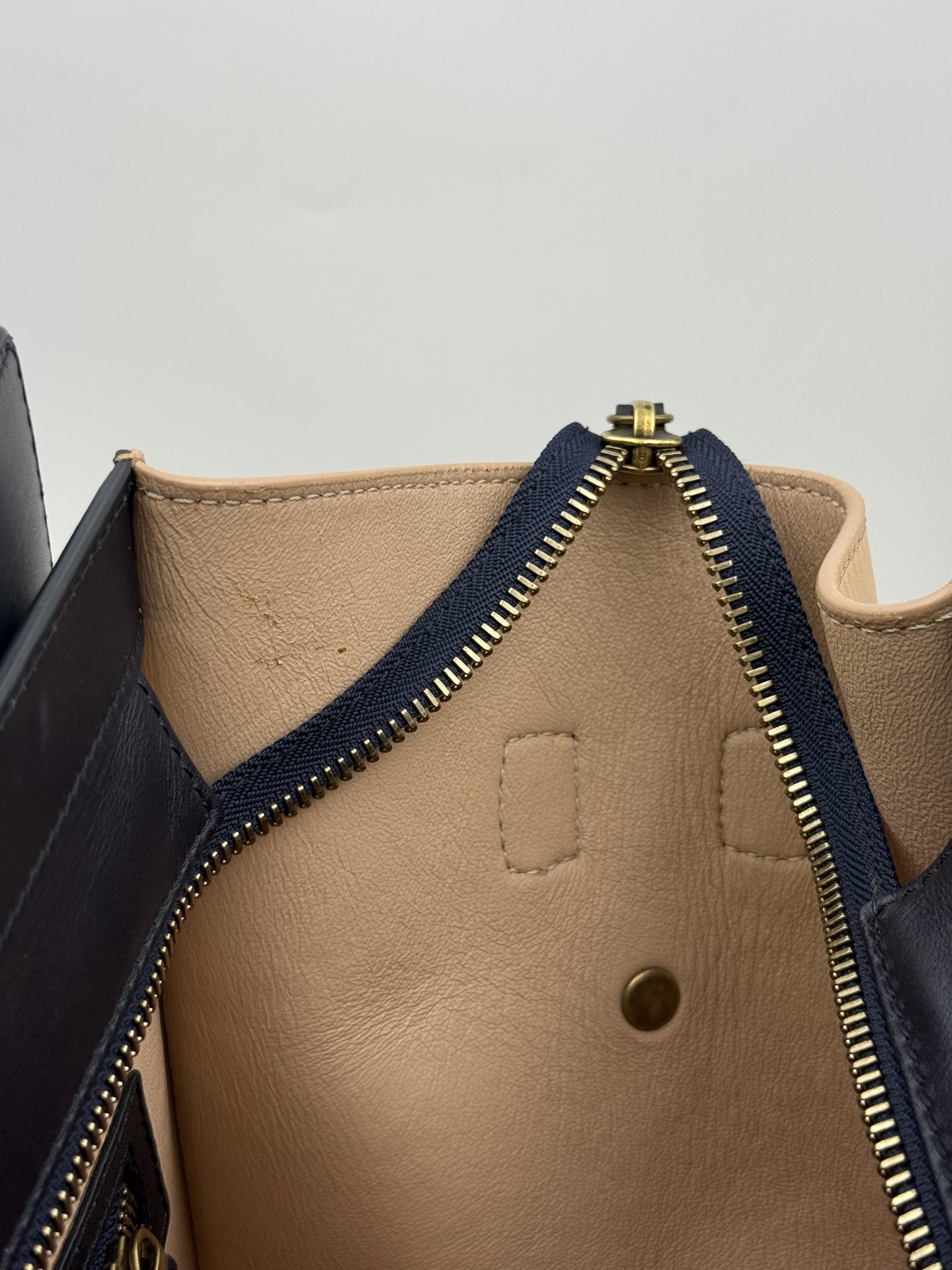 celine cabas phantom navy and black leather stock no 0271130