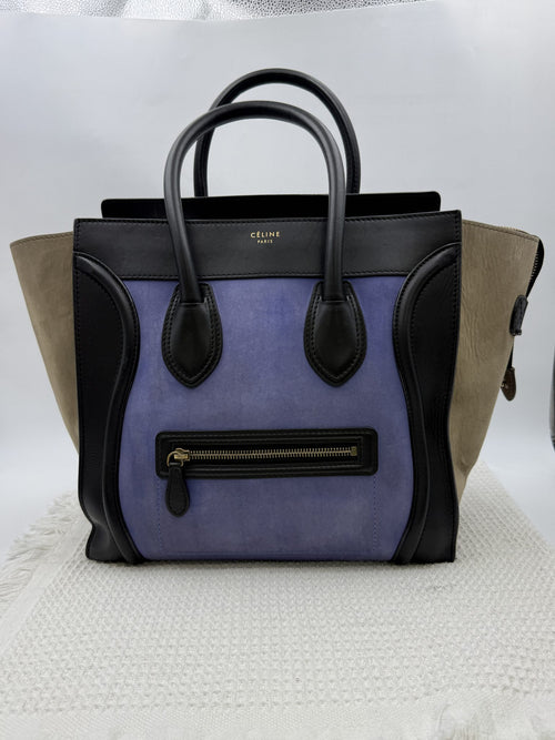 celine cabas phantom navy black and taupe leather and suede stock no 0073135