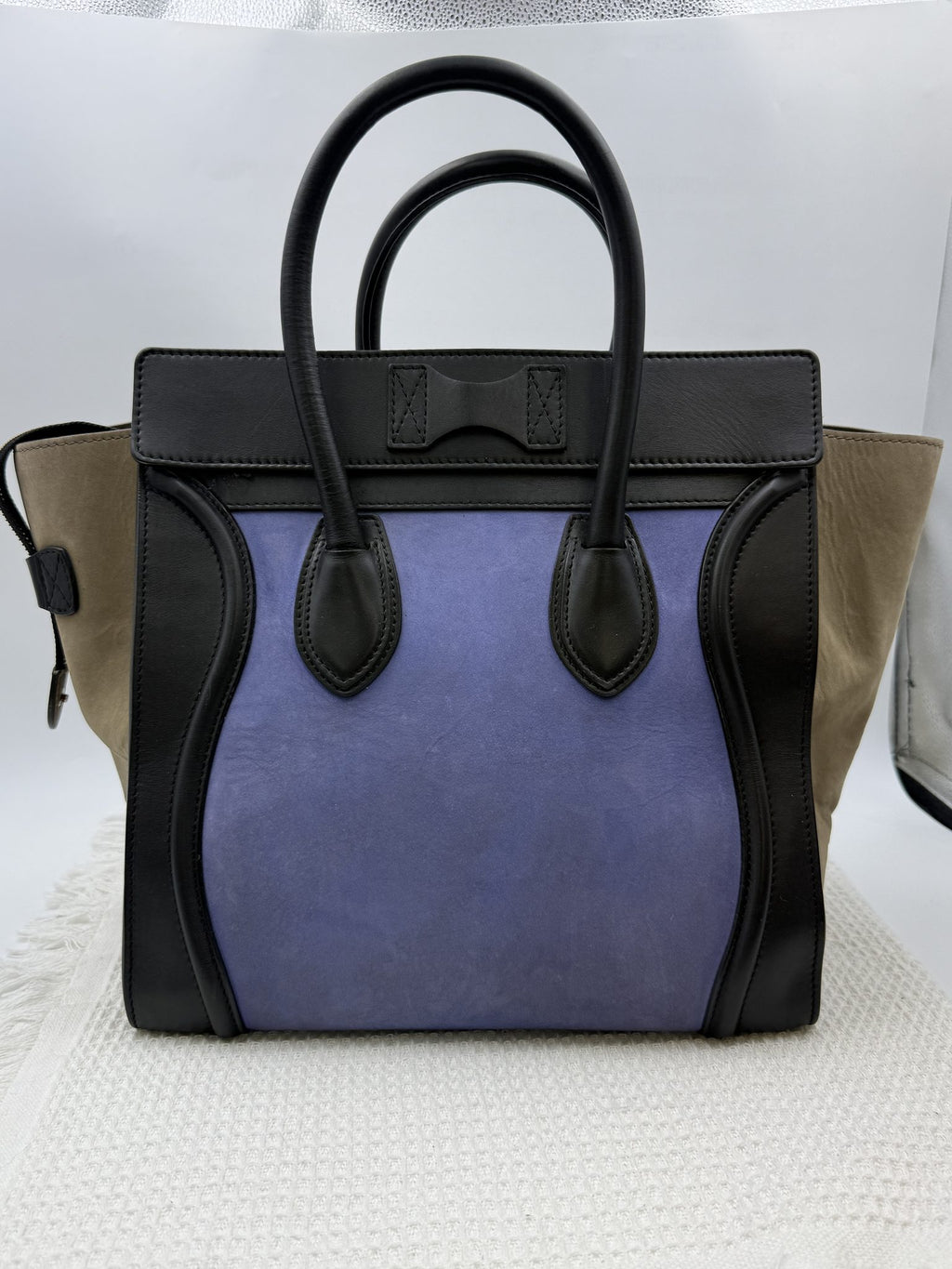 celine cabas phantom navy black and taupe leather and suede stock no 0073135