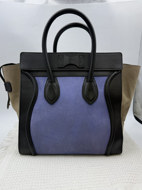celine cabas phantom navy black and taupe leather and suede stock no 0073135