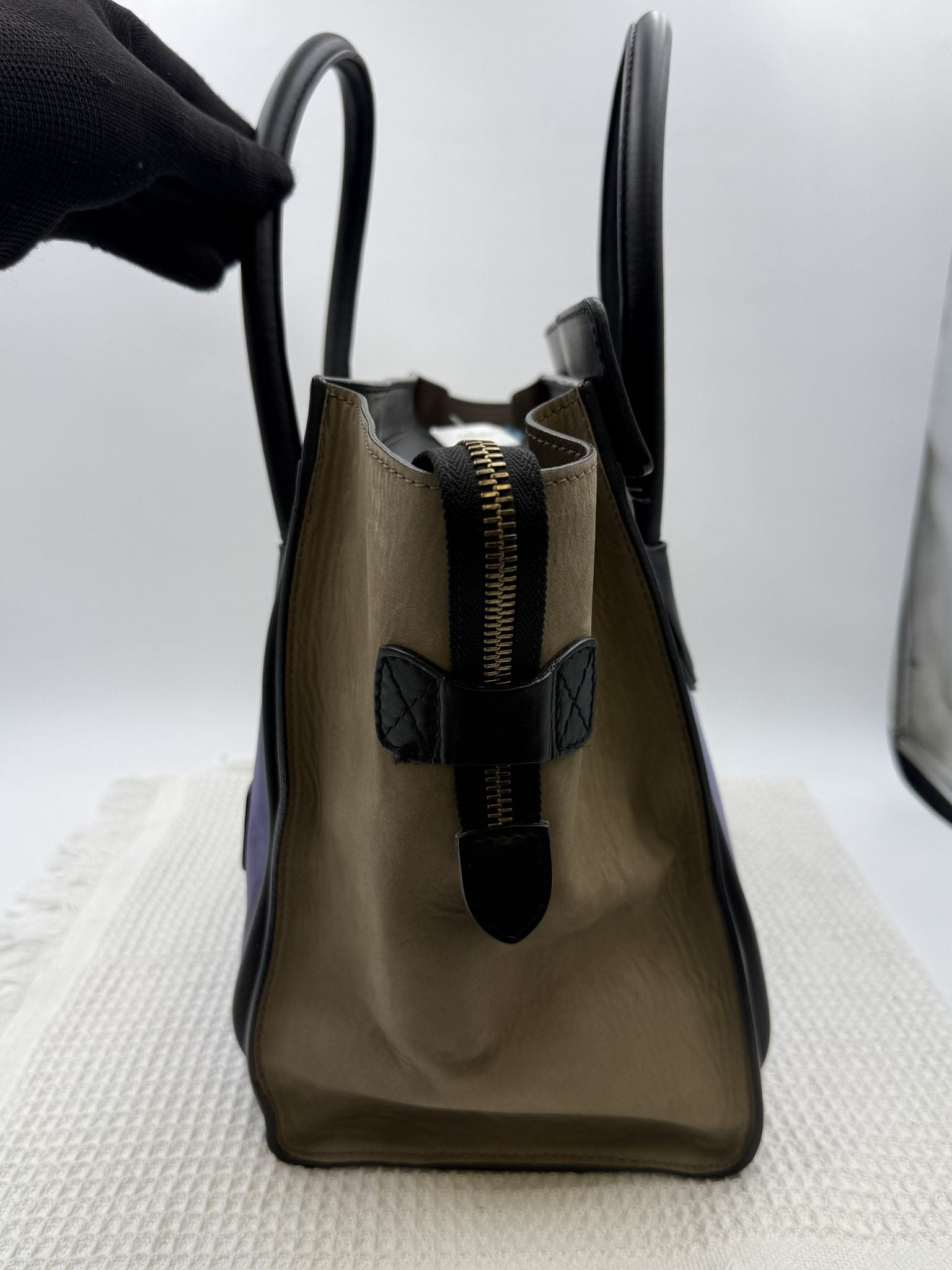 celine cabas phantom navy black and taupe leather and suede stock no 0073135