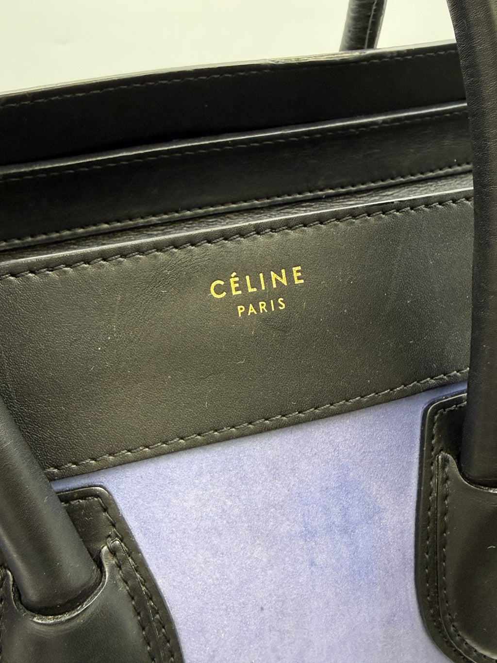 celine cabas phantom navy black and taupe leather and suede stock no 0073135