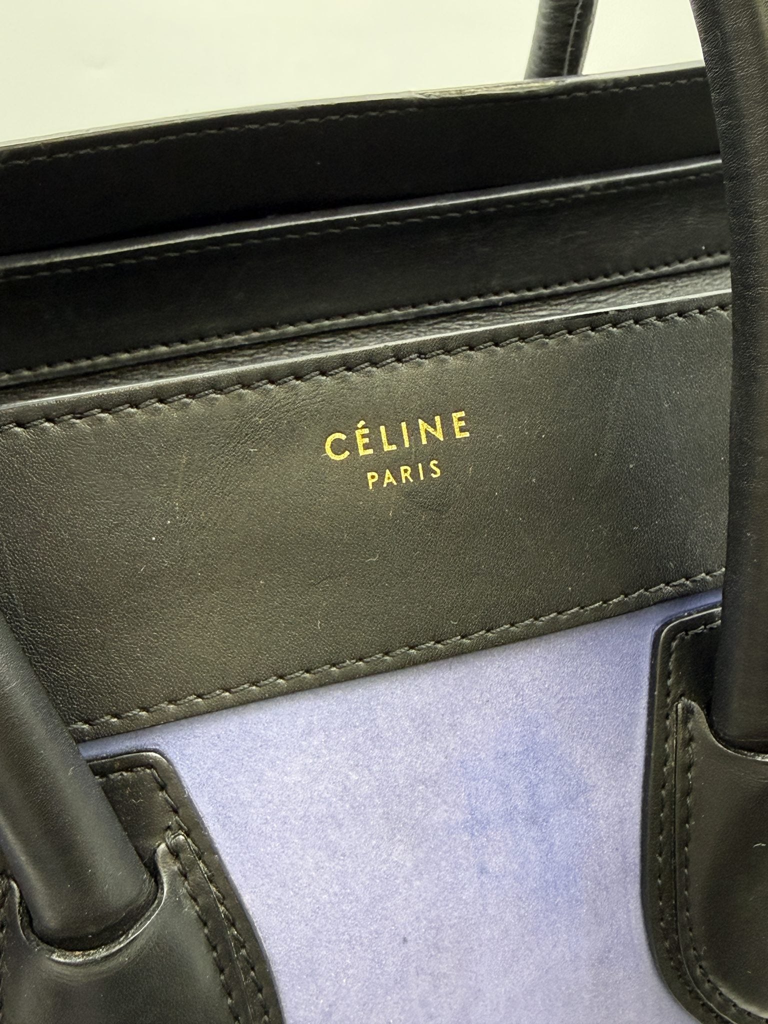 celine cabas phantom navy black and taupe leather and suede stock no 0073135