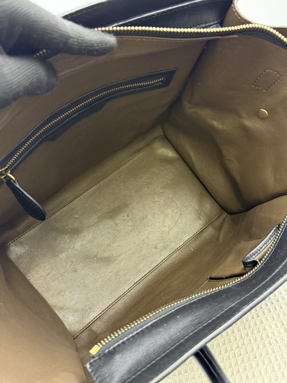 celine cabas phantom navy black and taupe leather and suede stock no 0073135