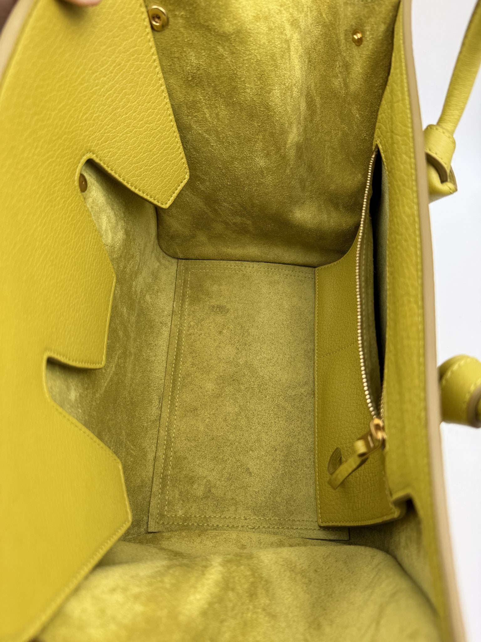 celine cabas phantom tote yellow pebbled leather stock no 0073179