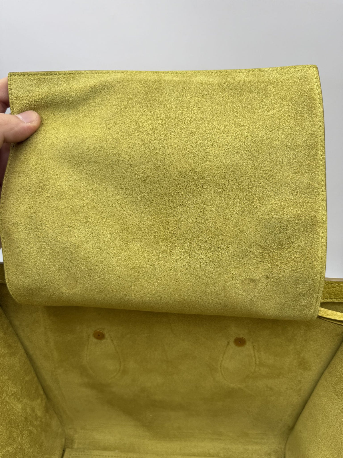 celine cabas phantom tote yellow pebbled leather stock no 0073179