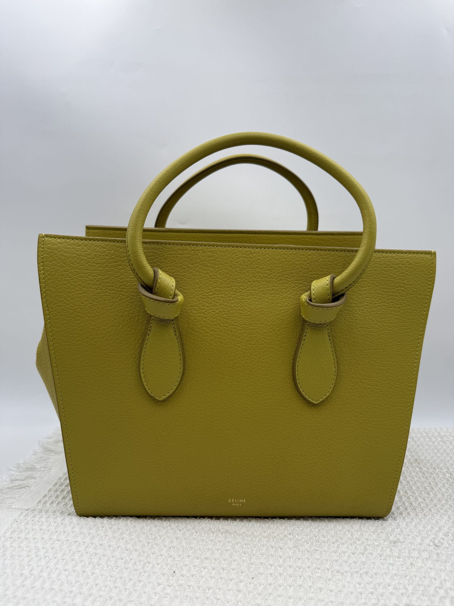celine cabas phantom tote yellow pebbled leather stock no 0073179