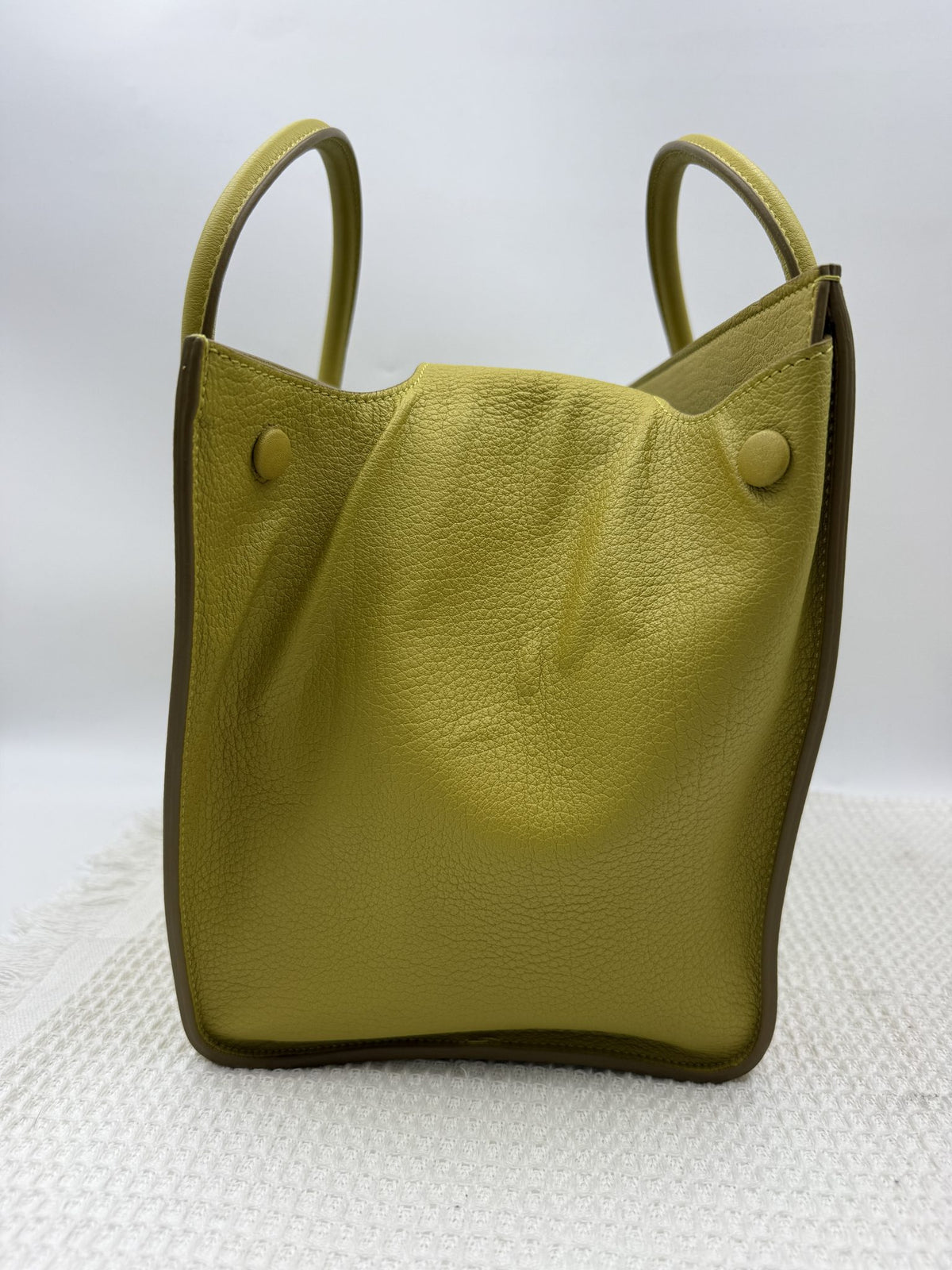 celine cabas phantom tote yellow pebbled leather stock no 0073179