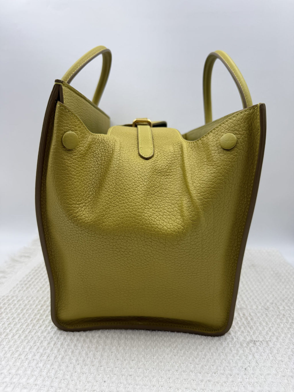 celine cabas phantom tote yellow pebbled leather stock no 0073179