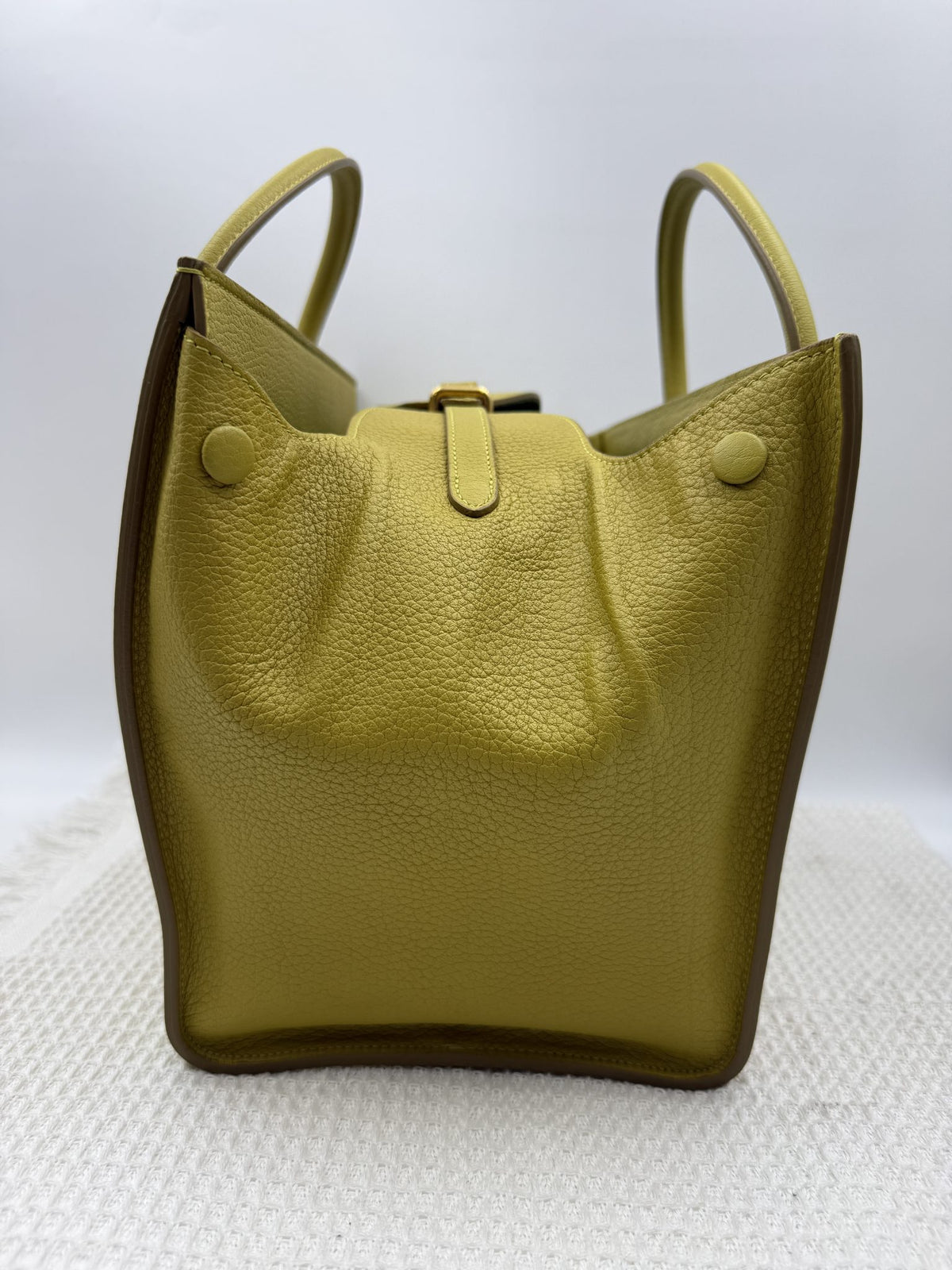 celine cabas phantom tote yellow pebbled leather stock no 0073179