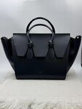 celine tie tote black with yellow lining leather and suede stock no 0073210