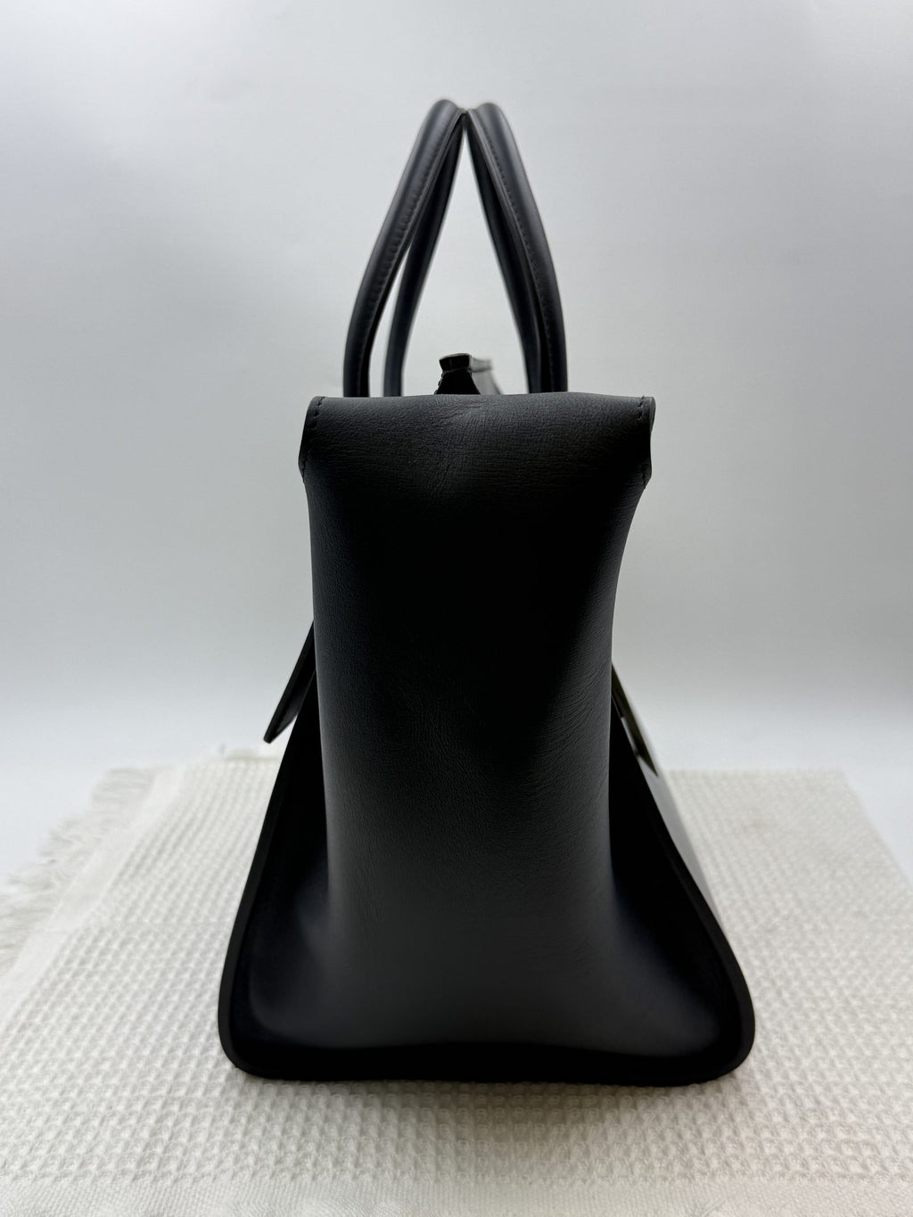 celine tie tote black with yellow lining leather and suede stock no 0073210