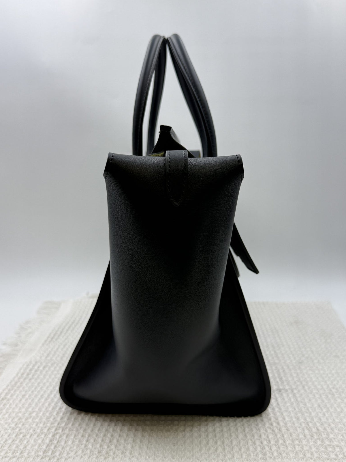 celine tie tote black with yellow lining leather and suede stock no 0073210