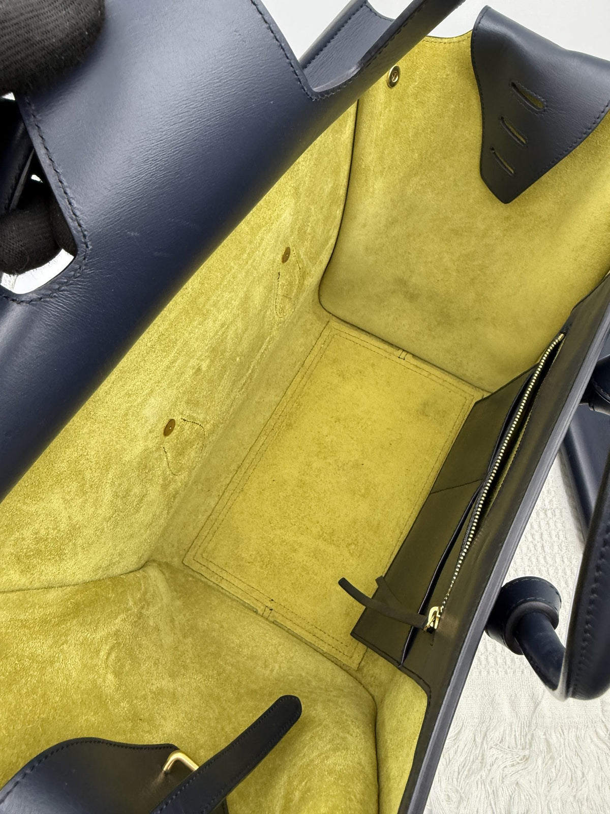 celine tie tote black with yellow lining leather and suede stock no 0073210