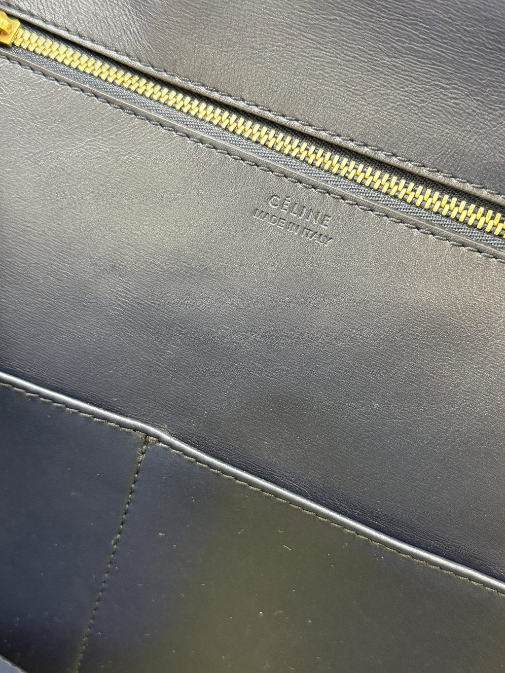 celine tie tote black with yellow lining leather and suede stock no 0073210