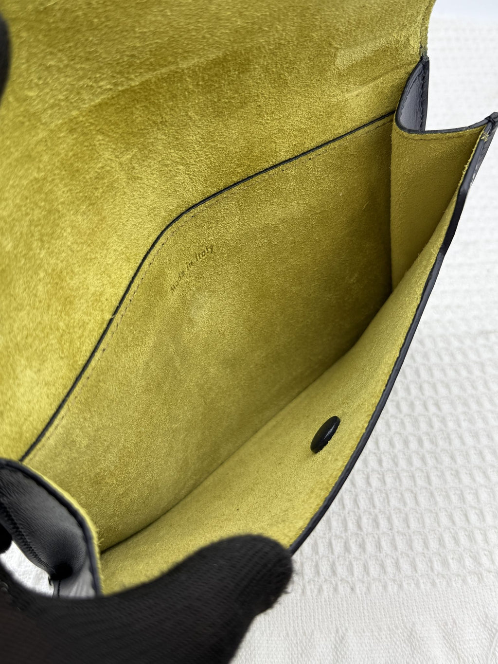 celine tie tote black with yellow lining leather and suede stock no 0073210