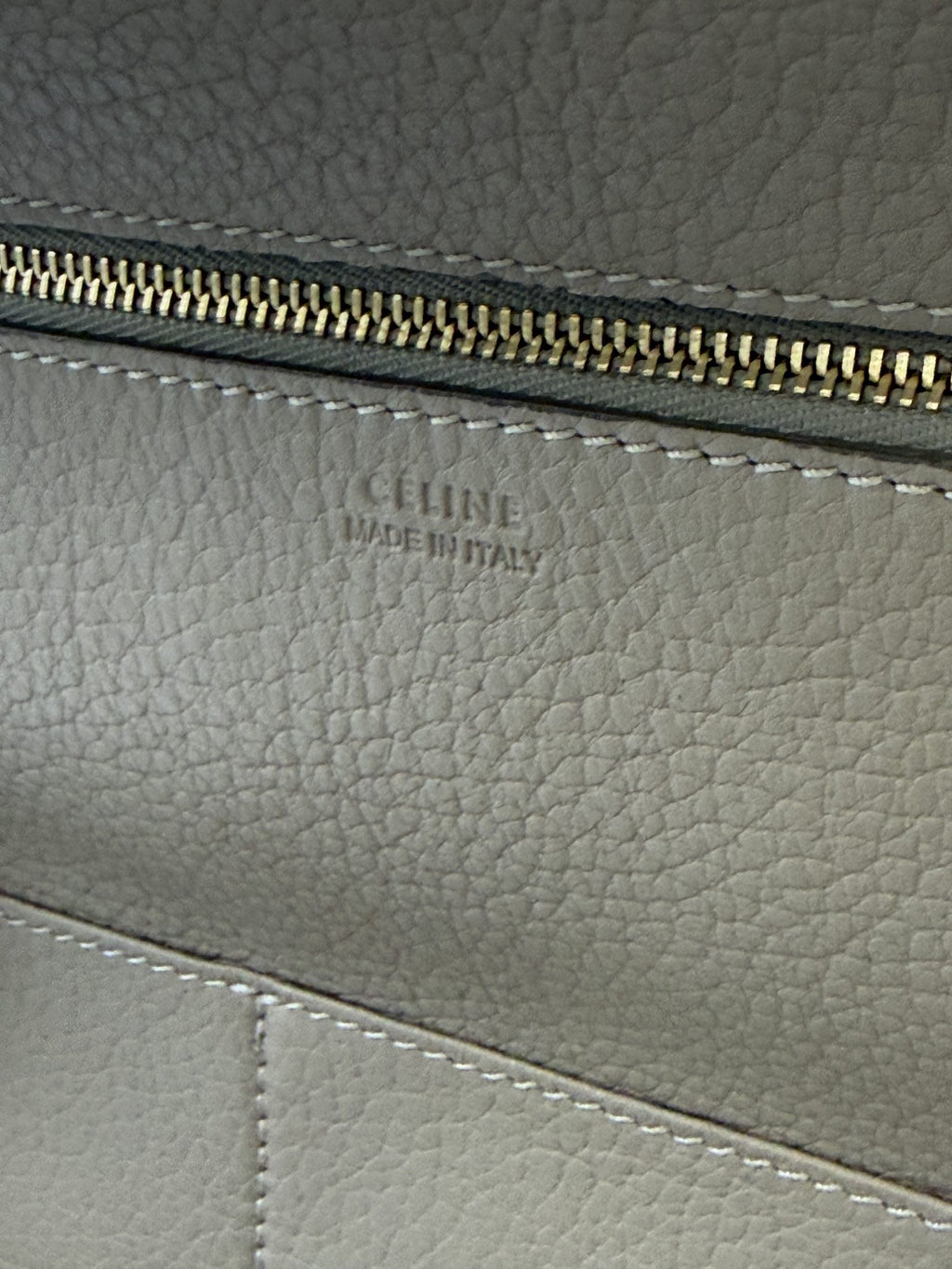 celine tie tote taupe grained leather stock no 0073180