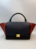 celine trapeze navy black and red leather and suede stock no 0073201
