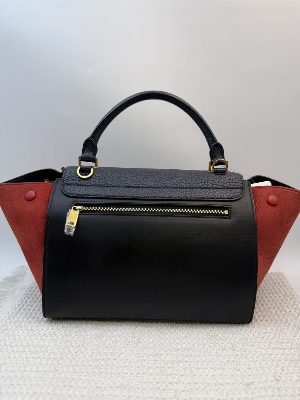celine trapeze navy black and red leather and suede stock no 0073201