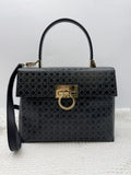 ferragamo gancini black logo leather stock no 0250014