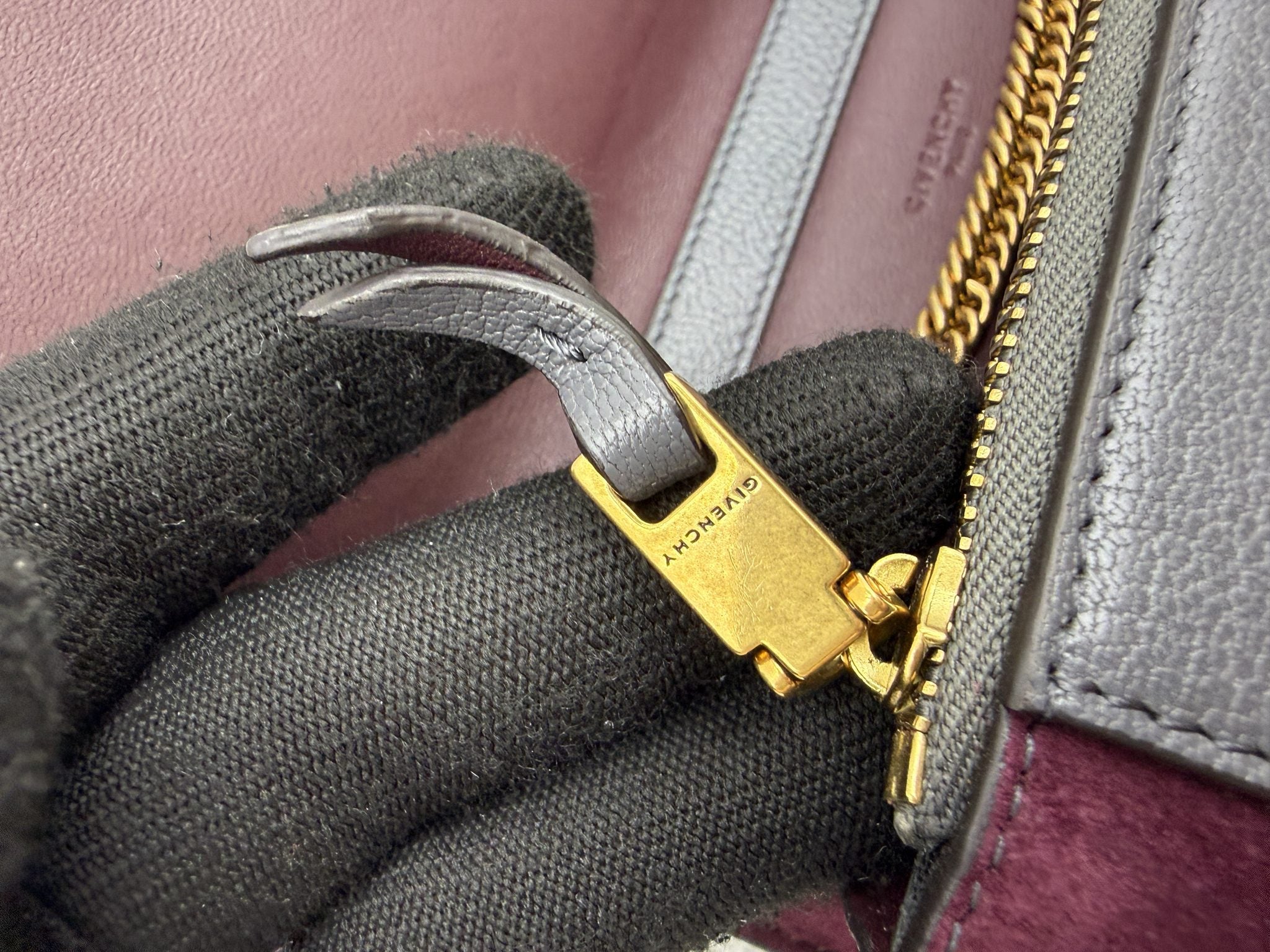 givenchy gv3 grey and burgundy leather and suede stock no 0144065