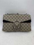 gucci dionysus gg supreme and black canvas and suede stock no 0073184