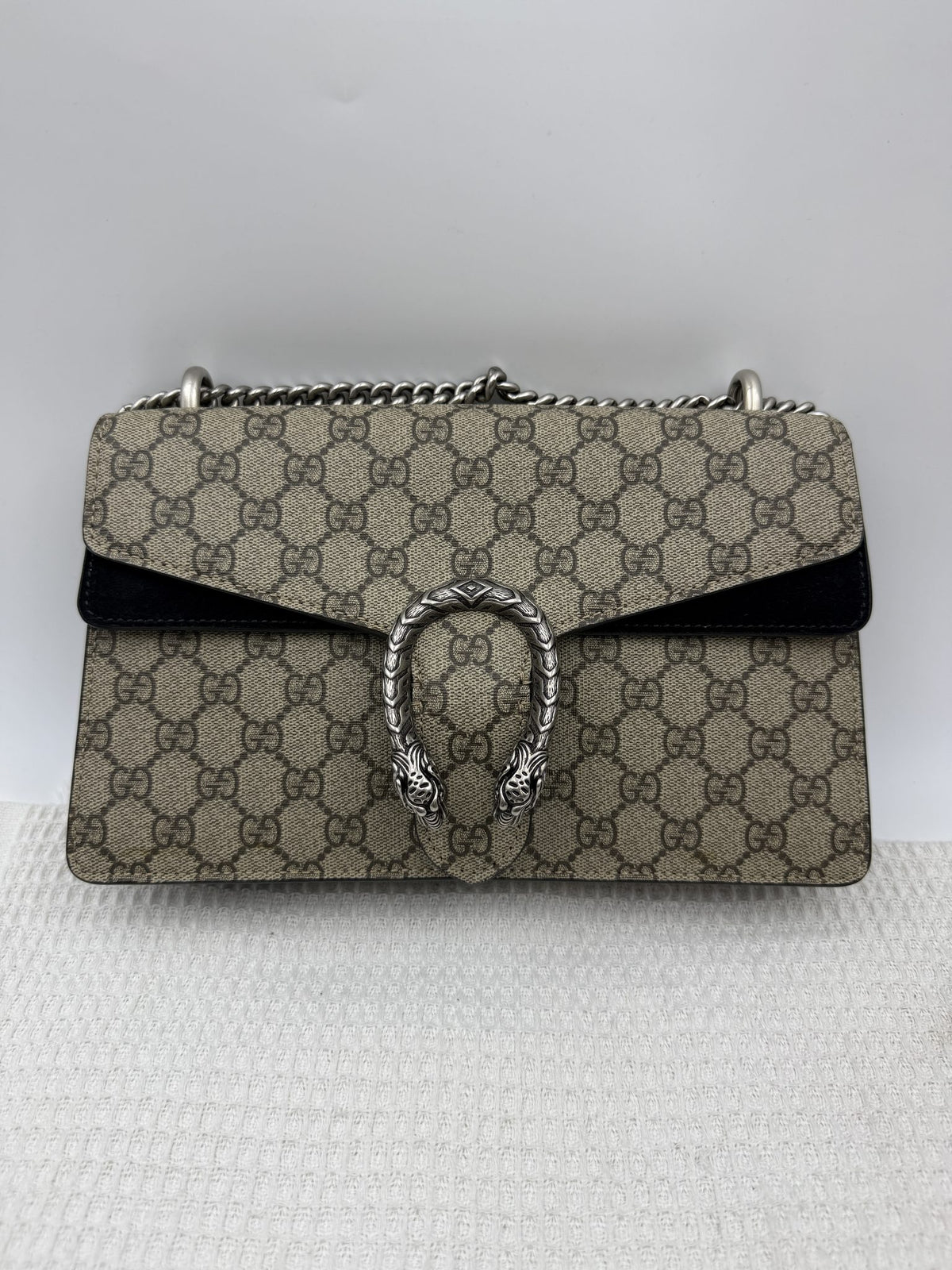 gucci dionysus gg supreme and black canvas and suede stock no 0073184