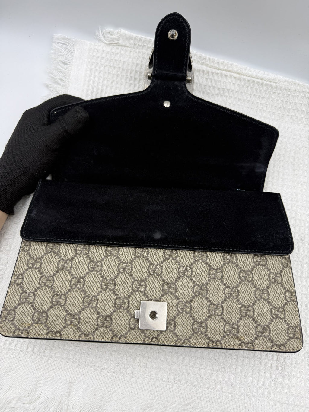 gucci dionysus gg supreme and black canvas and suede stock no 0073184