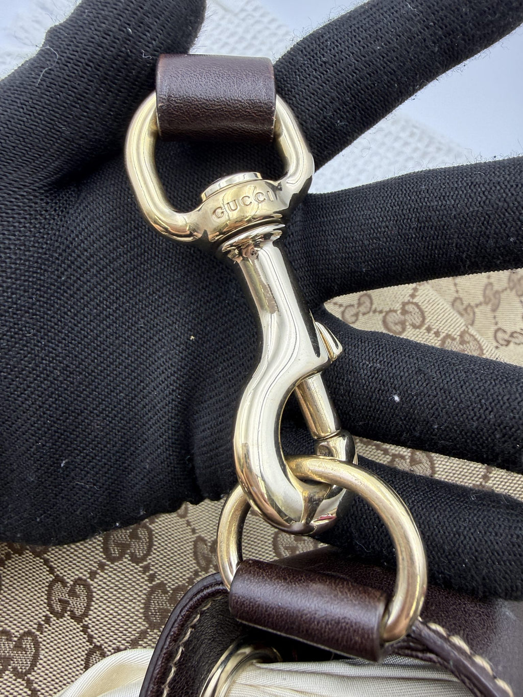 gucci horsebit gg supreme hobo beige and brown gg supreme canvas and leather stock no 0073249