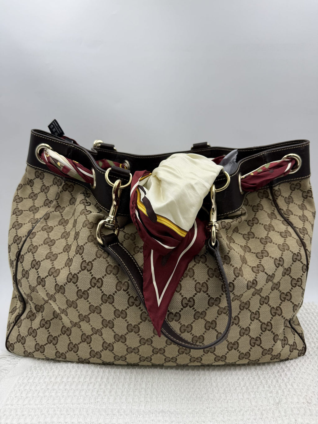 gucci horsebit gg supreme hobo beige and brown gg supreme canvas and leather stock no 0073249