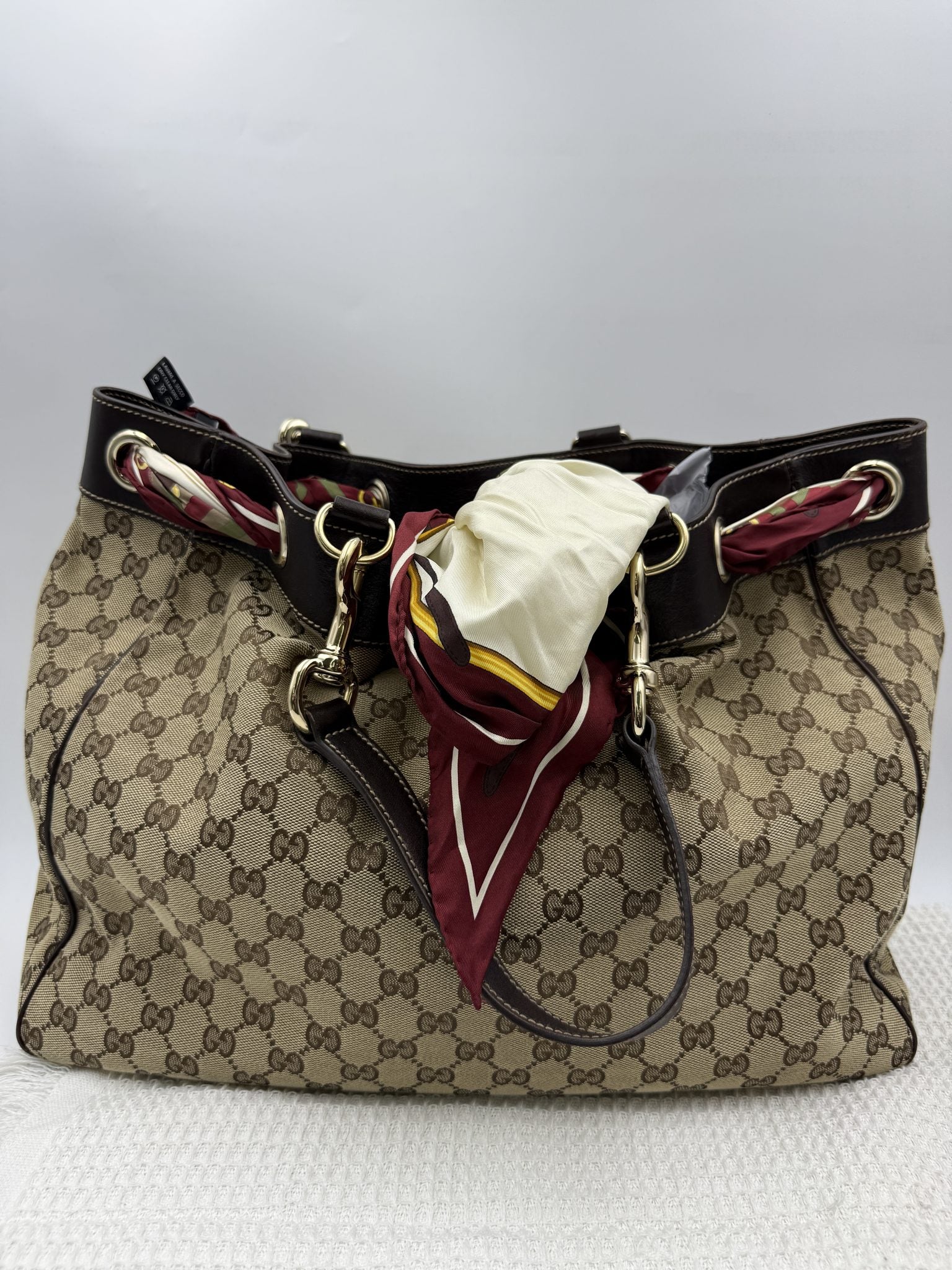 gucci horsebit gg supreme hobo beige and brown gg supreme canvas and leather stock no 0073249
