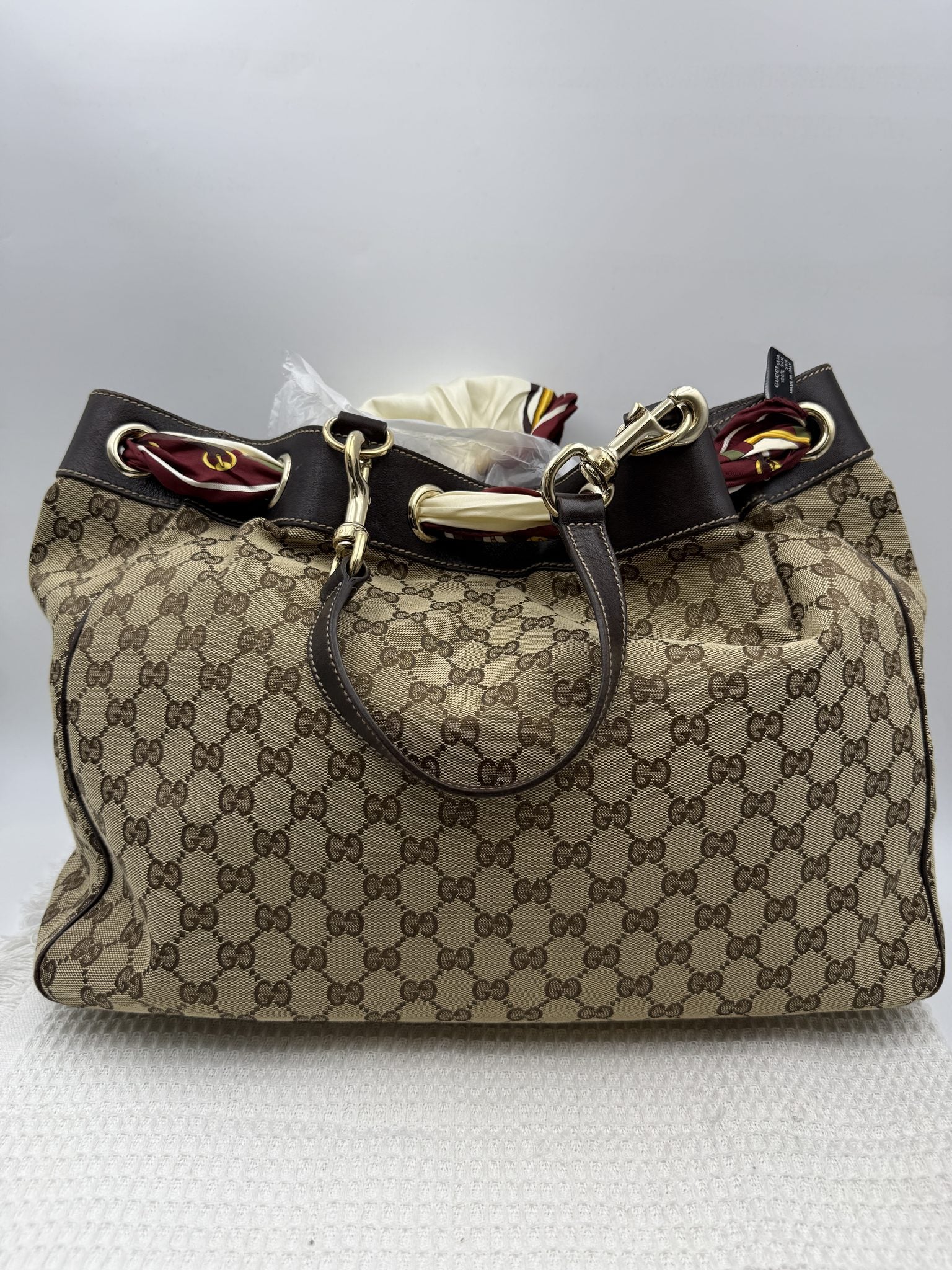 gucci horsebit gg supreme hobo beige and brown gg supreme canvas and leather stock no 0073249