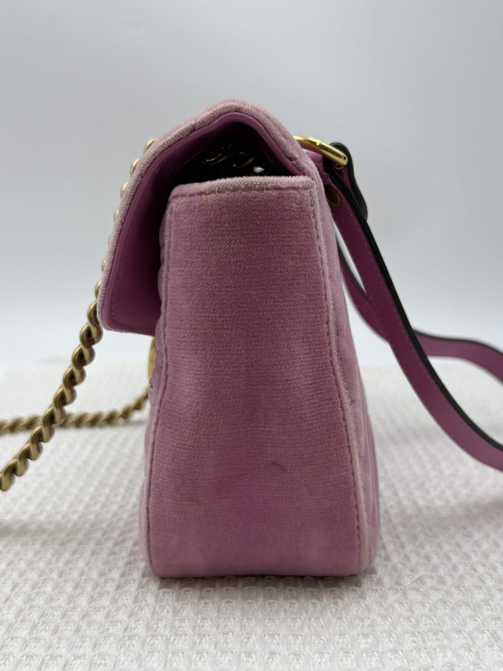 gucci marmont embellished mini pink velvet and leather stock no 0073168
