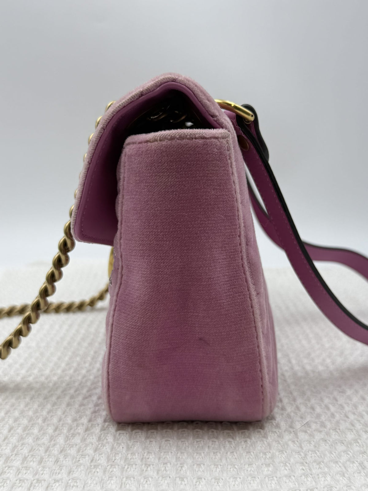 gucci marmont embellished mini pink velvet and leather stock no 0073168