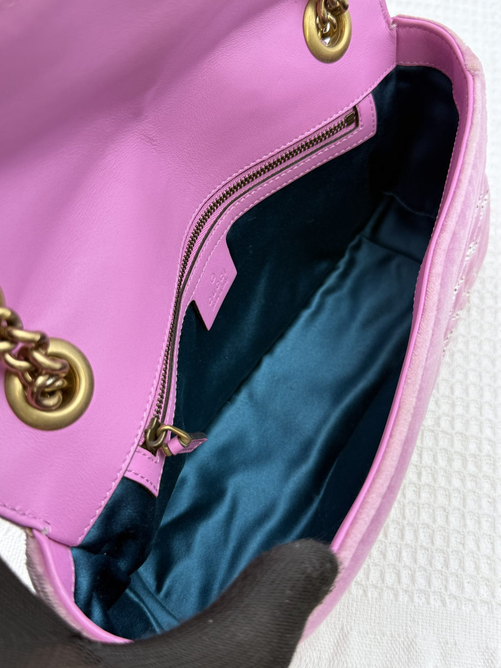 gucci marmont embellished mini pink velvet and leather stock no 0073168