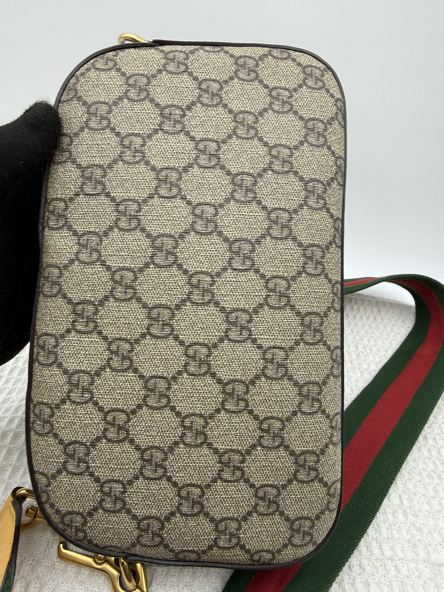 gucci ophidia gg supreme with web stripe coated canvas and leather stock no 0073173