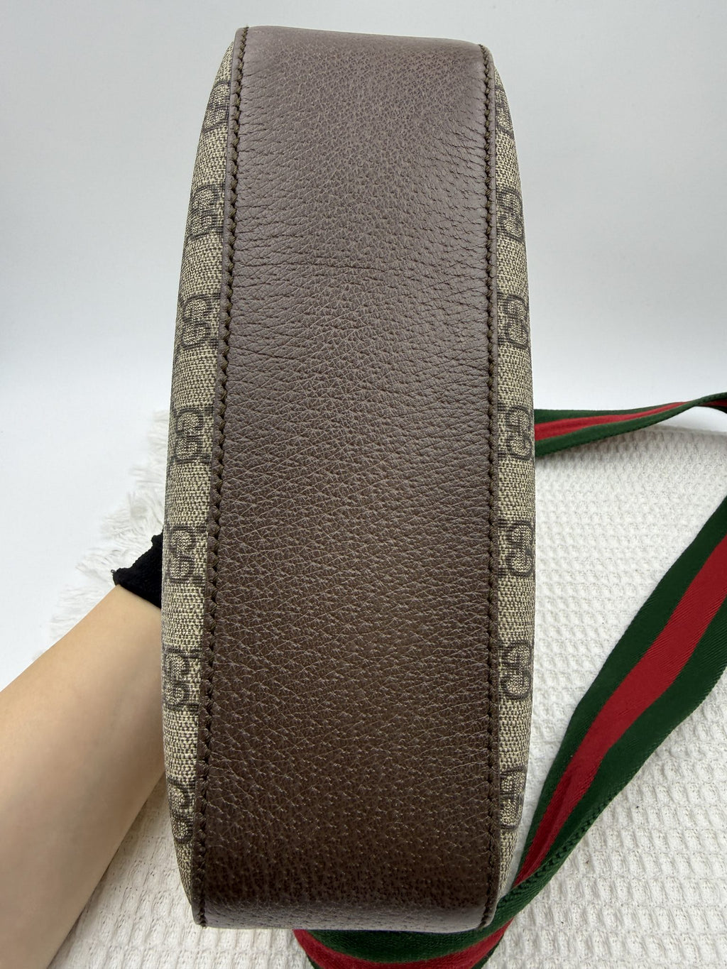 gucci ophidia gg supreme with web stripe coated canvas and leather stock no 0073173
