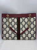 gucci rajah tiger head tote burgundy ivory and black wool and leather stock no 0073222