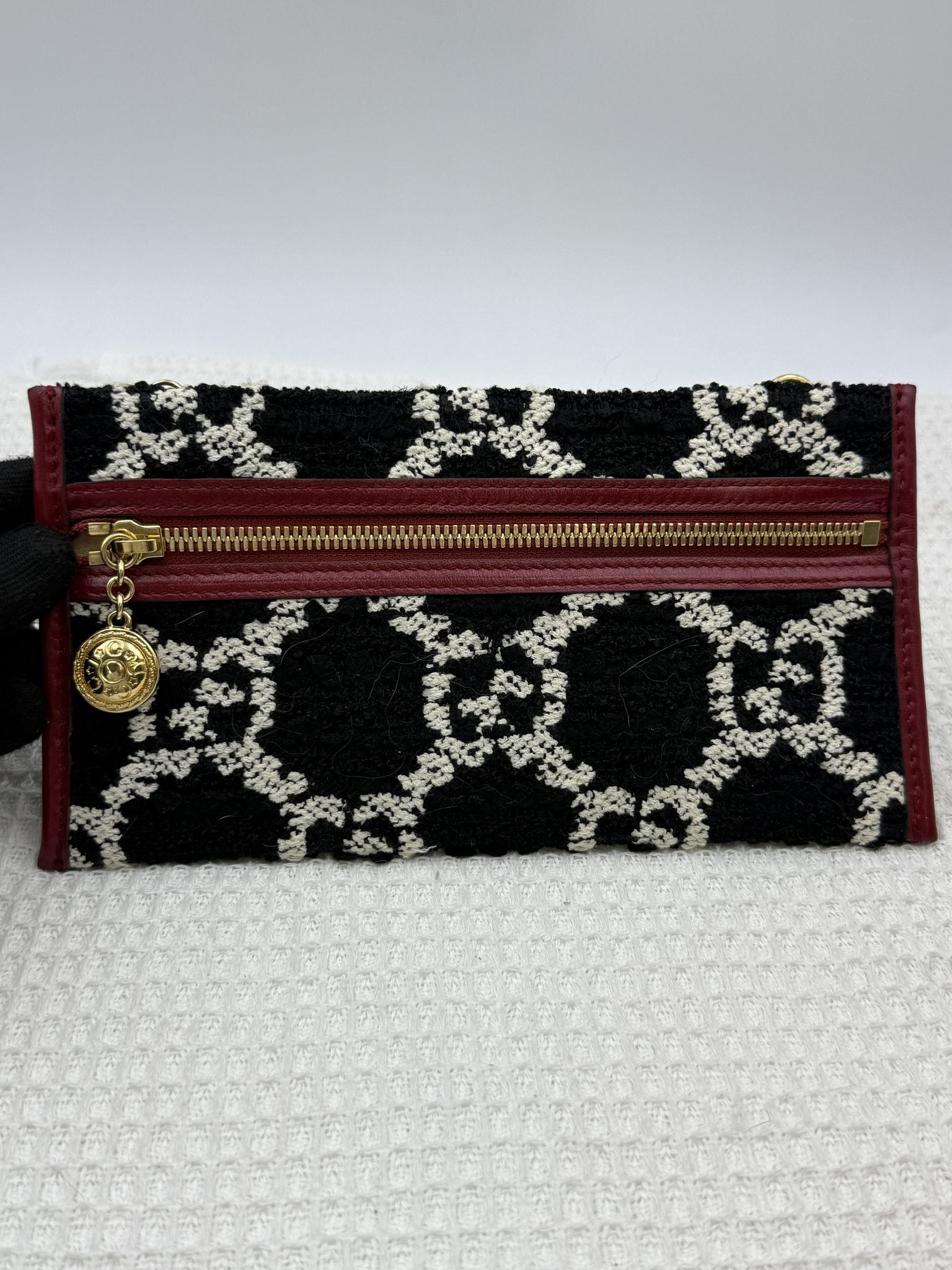 gucci rajah tiger head tote burgundy and black wool and leather stock no 0073225